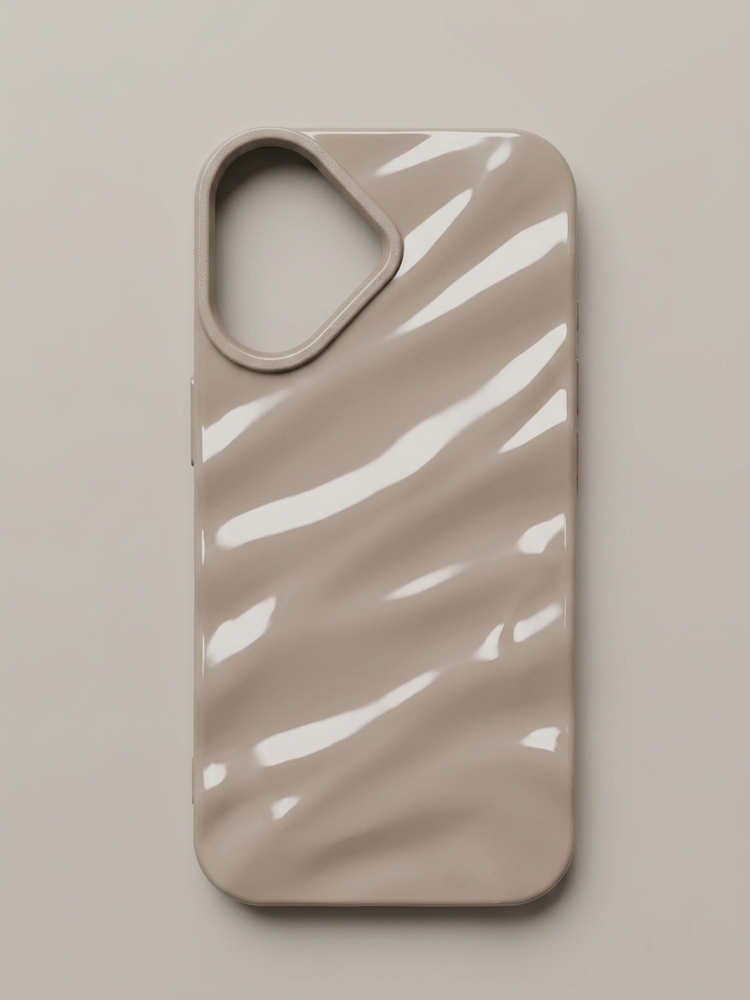 Glossy Beige Minimal Phone Case