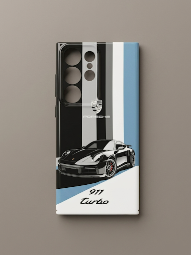 911 Turbo Black, White & Blue Phone Case